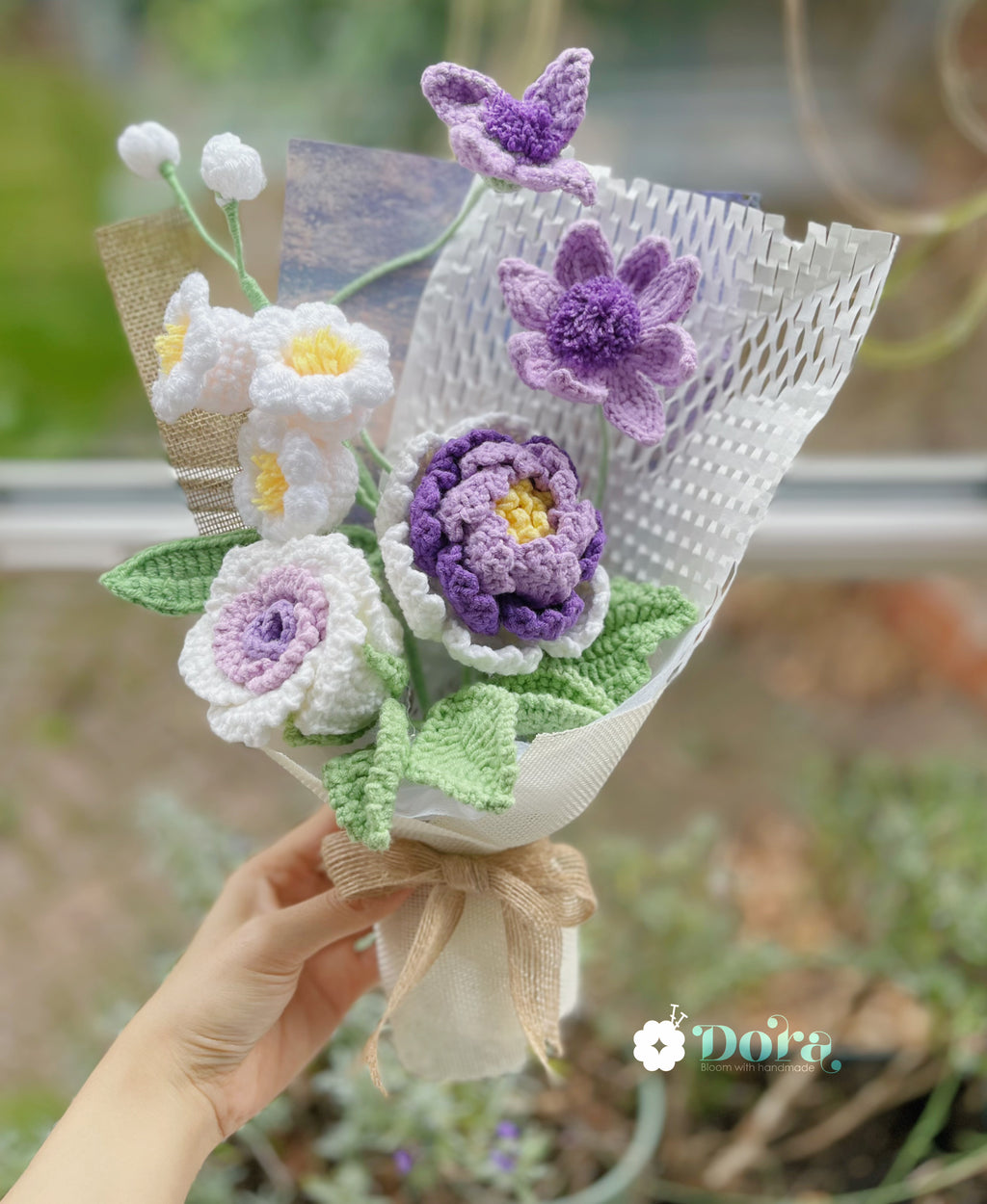 Handmade Crochet Flower Bouquet,Peony & Rose Bouquet for Anniversary, Birthday, Mother's Day Gift, Gift for her, Home decor