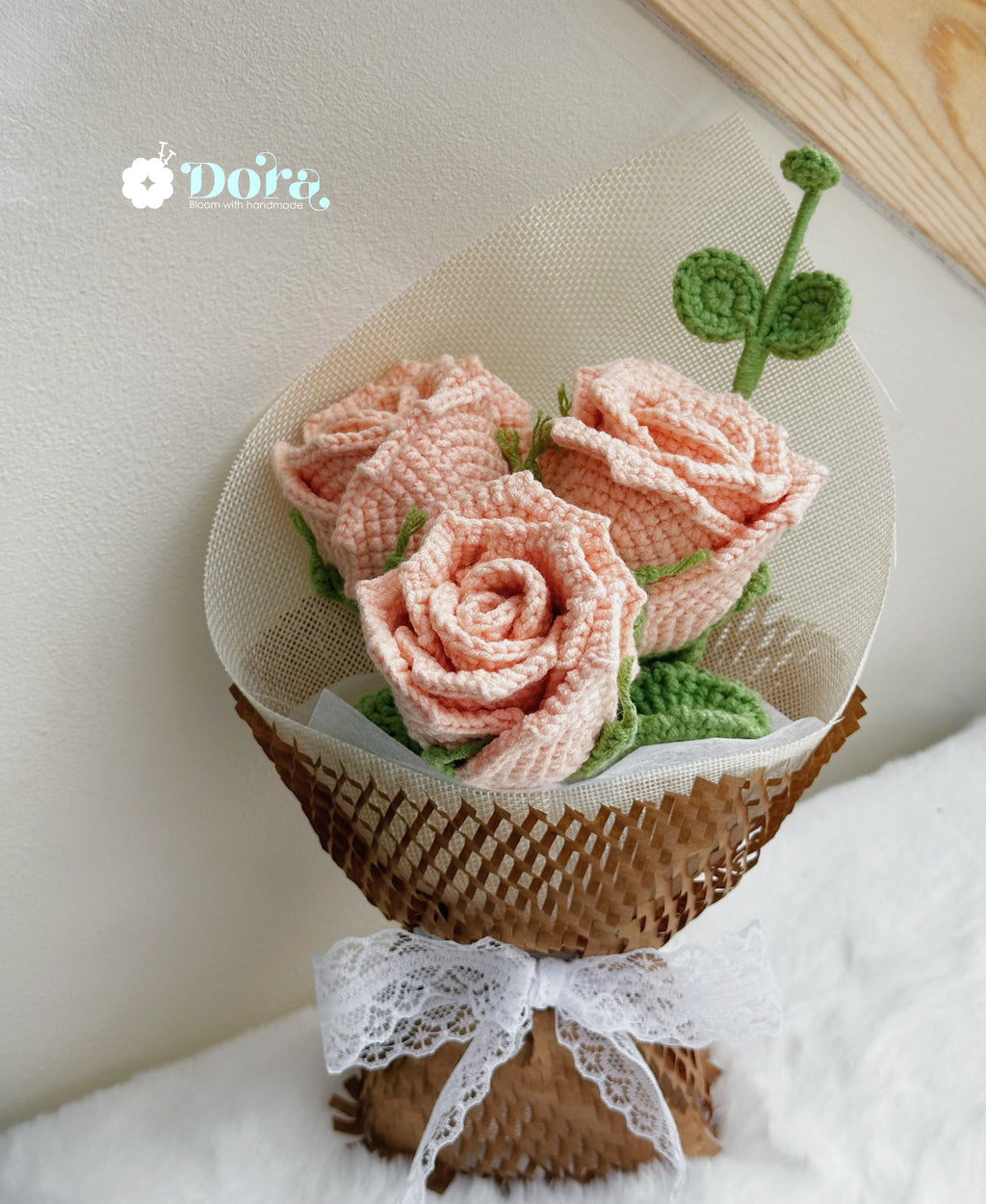 Handmade Crochet Pink Roses Bouquet, Gift for Her, Forever Flowers for Anniversary, Birthday, Mother's Day Gift