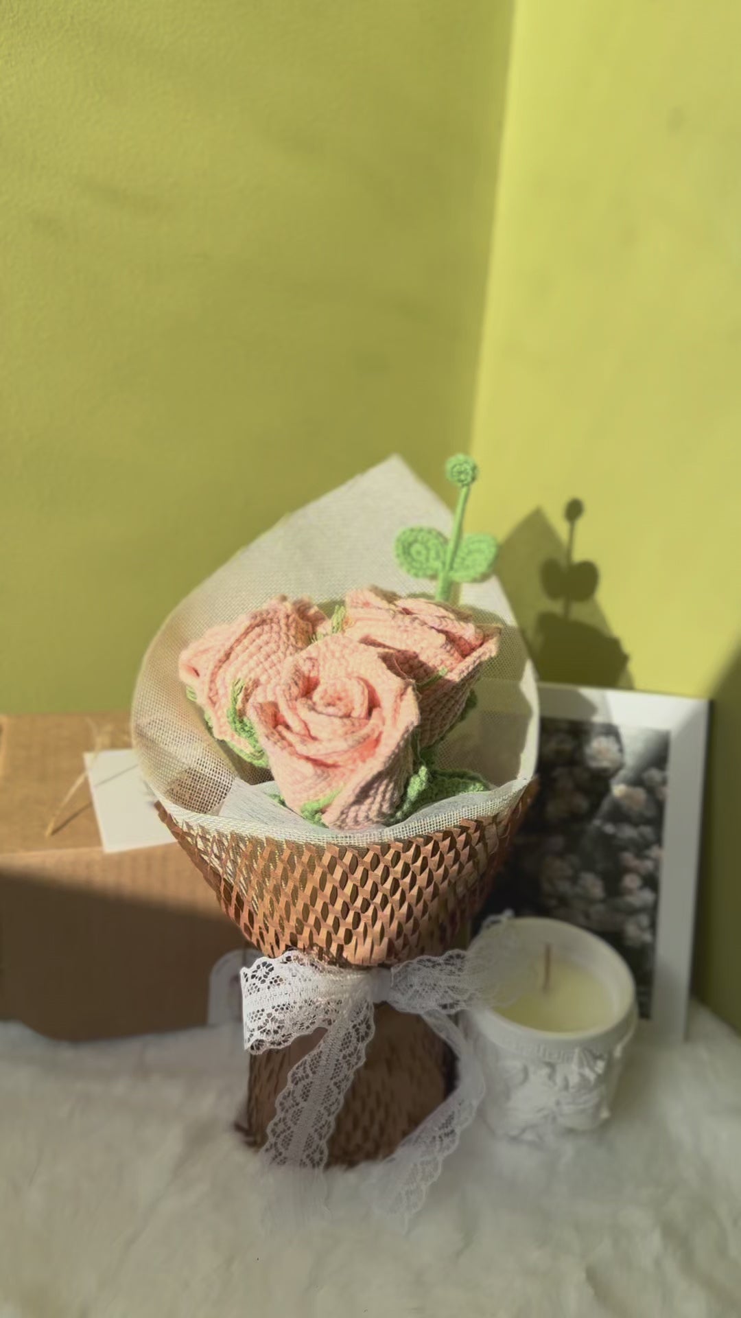 Handmade Crochet Pink Roses Bouquet, Gift for Her, Forever Flowers for Anniversary, Birthday, Mother's Day Gift